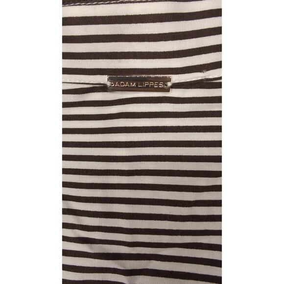 Adam lippes Poplin striped brown short sleeve blouse shirt 12 - Picture 9 of 11